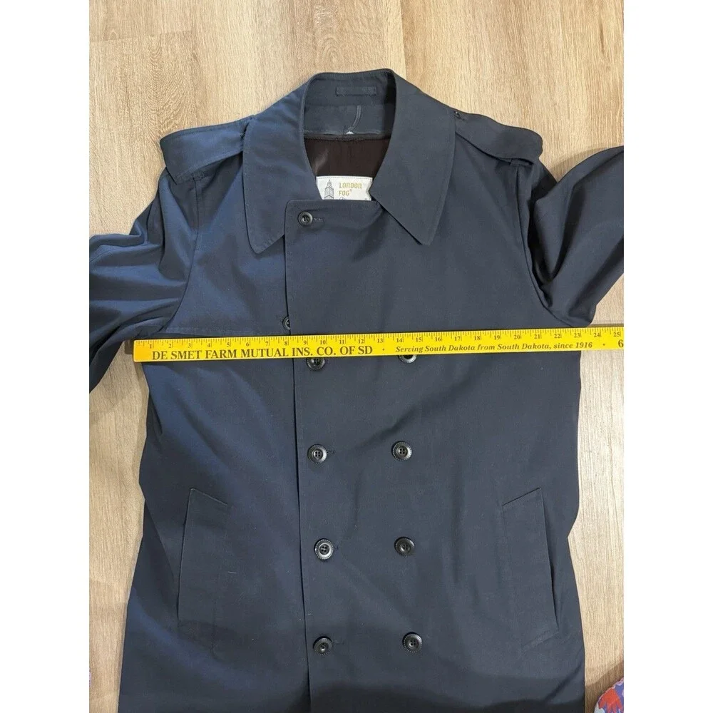 London Fog Navy Blue Lined Double Breasted Trench Coat Size Men’s 42 Long